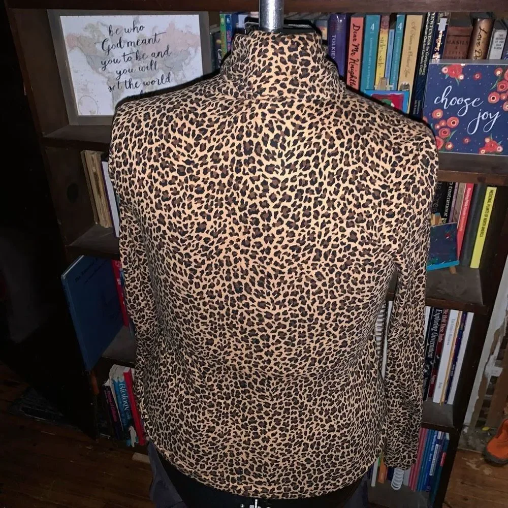 J Crew S leopard print normcore basic turtleneck top